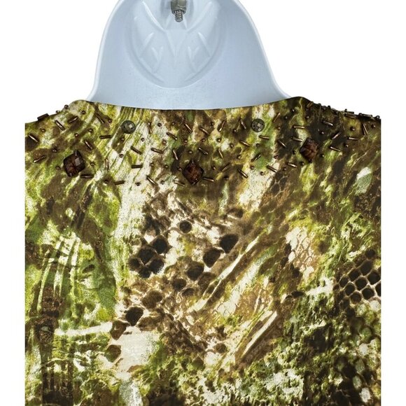 Chico's Women's Animal Print Embellished Elastic Waist Blouse Size 0 US S - Picture 7 of 10